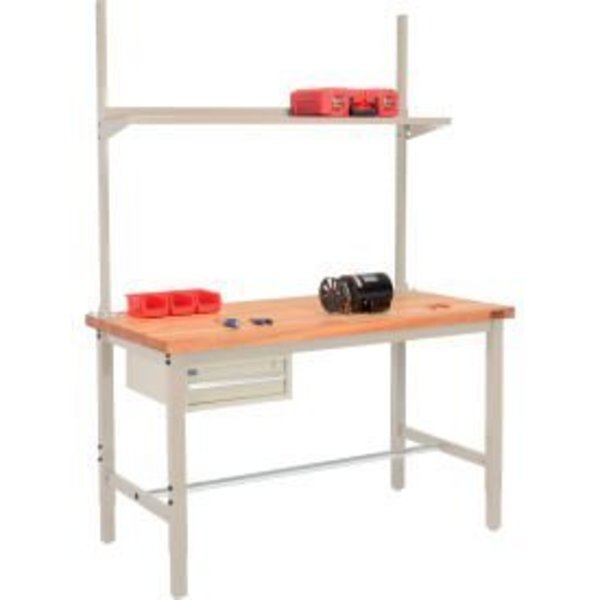 Global Equipment 96x36 Production Workbench Maple Square Edge - Drawer, Upright   Shelf TN 319000TN